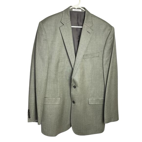 Lauren Ralph Lauren Herringbone Blazer Mens 44L Gray Silk Wool Blend Two Button - Picture 2 of 15
